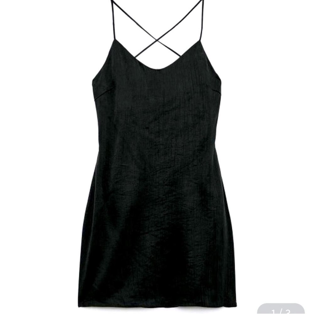 Zara Black Crisscross Strap Mini Dress